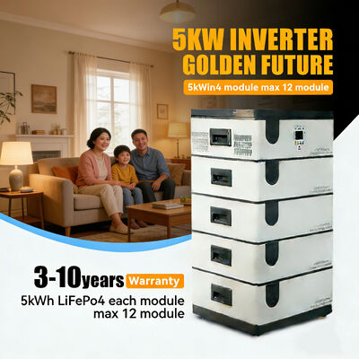 Bateria de Inversor Solar LiFePO4 Empilhável de 10KWH 48V/51.2V para Energia de Backup Industrial Off-Grid