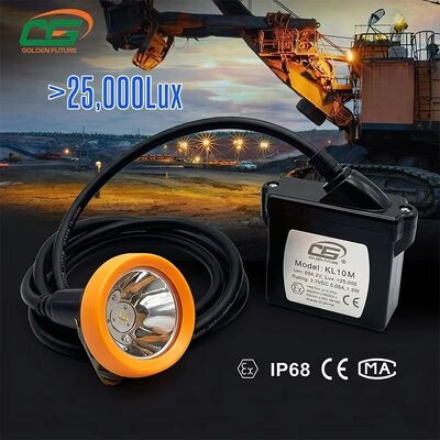 ATEX KL10M 25000Lux IP68 Farol de mineração LED à prova d'água com bateria recarregável de iões de lítio de 10Ah